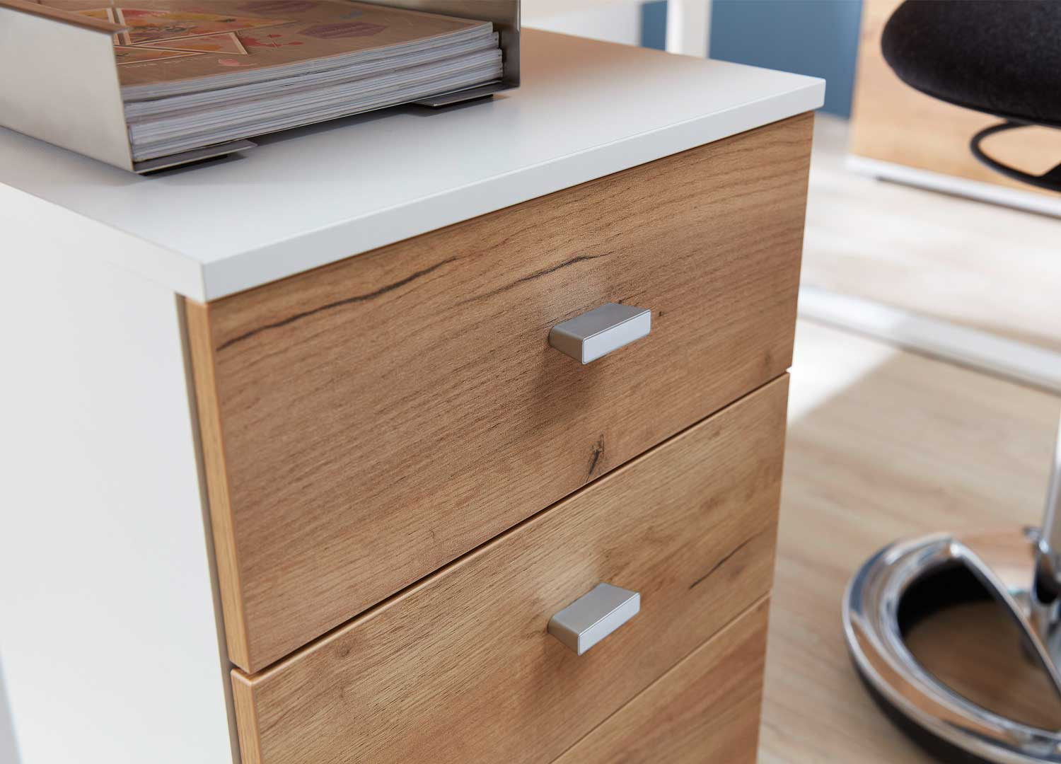 Bureau meuble 158 cm en bois et métal