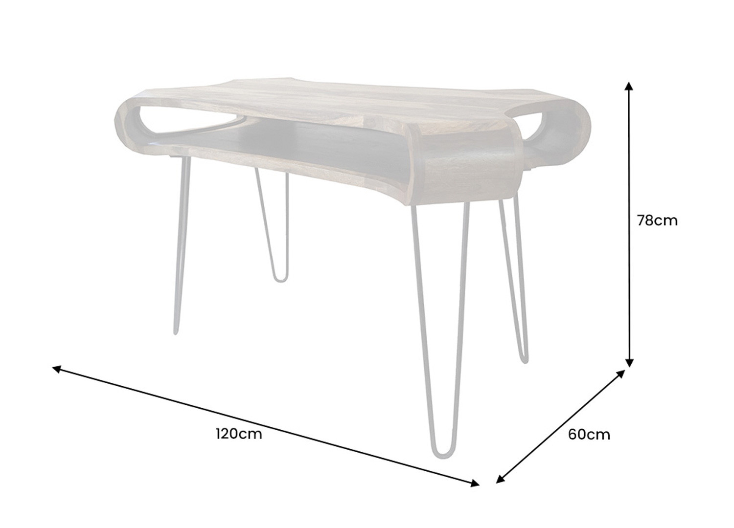 Bureau moderne original en bois de sesham