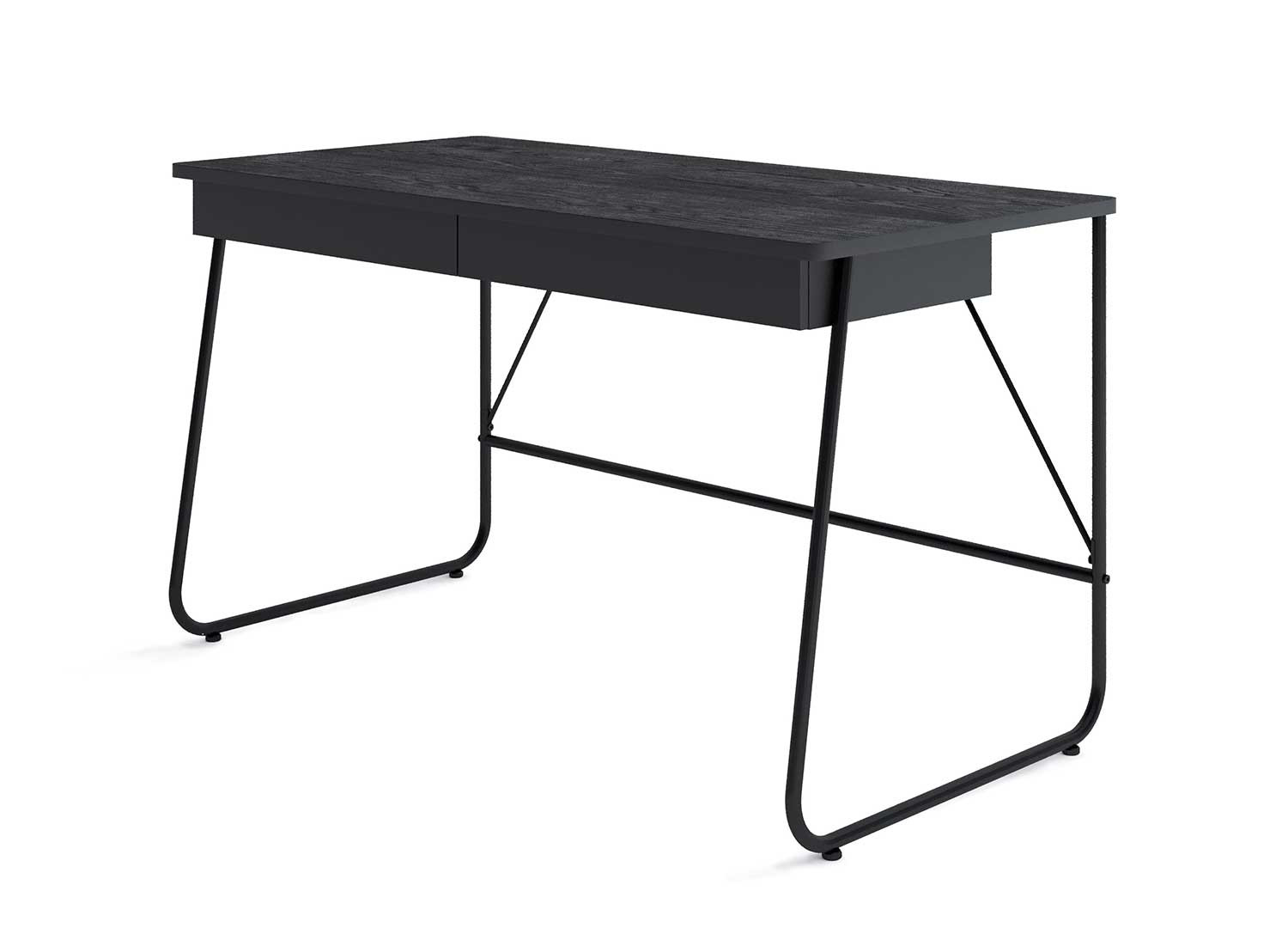 Bureau noir 2 tiroirs 135 cm Match