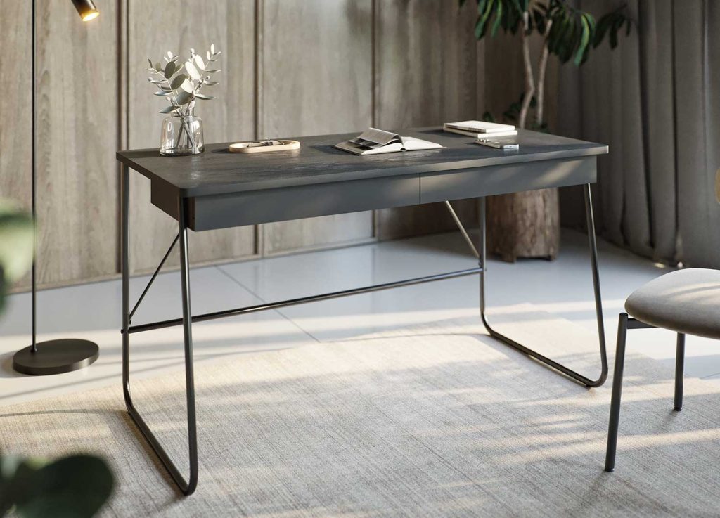 Bureau noir 2 tiroirs 135 cm Match