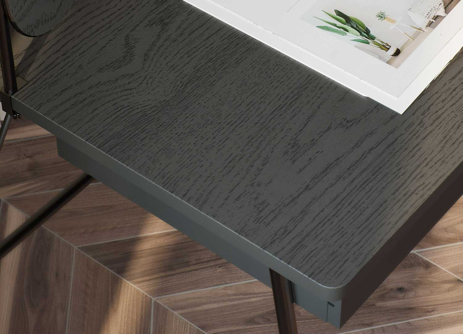 Bureau noir 2 tiroirs 135 cm Match