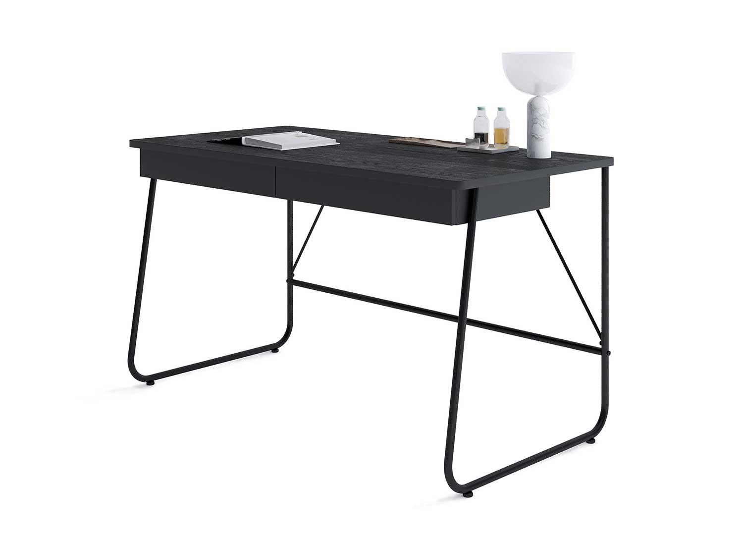 Bureau noir 2 tiroirs 135 cm Match