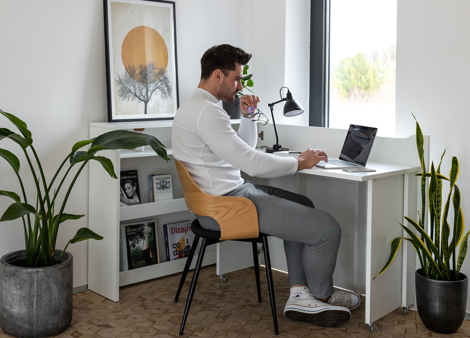 Bureau pliant blanc 115 cm Work Concept