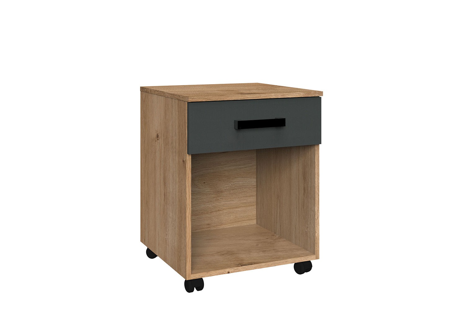 Bureau rectangulaire plateau chêne poutre et piétement gris graphite