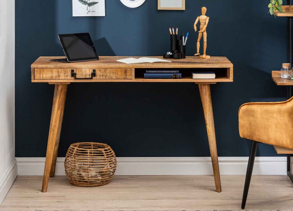 Bureau secrétaire bois de manguier 1 tiroir, 1 niche