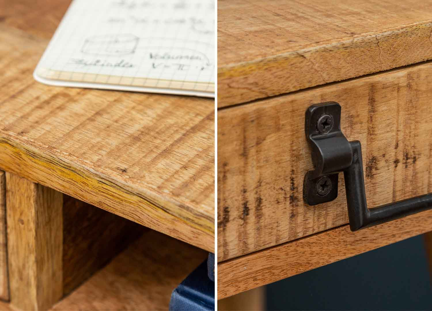 Bureau secrétaire bois de manguier 1 tiroir, 1 niche