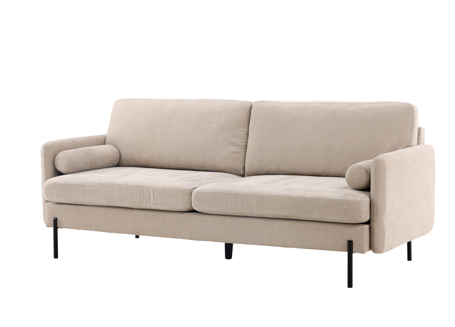Canapé 3 places Antibes tissu beige 210 cm vu sous un autre angle