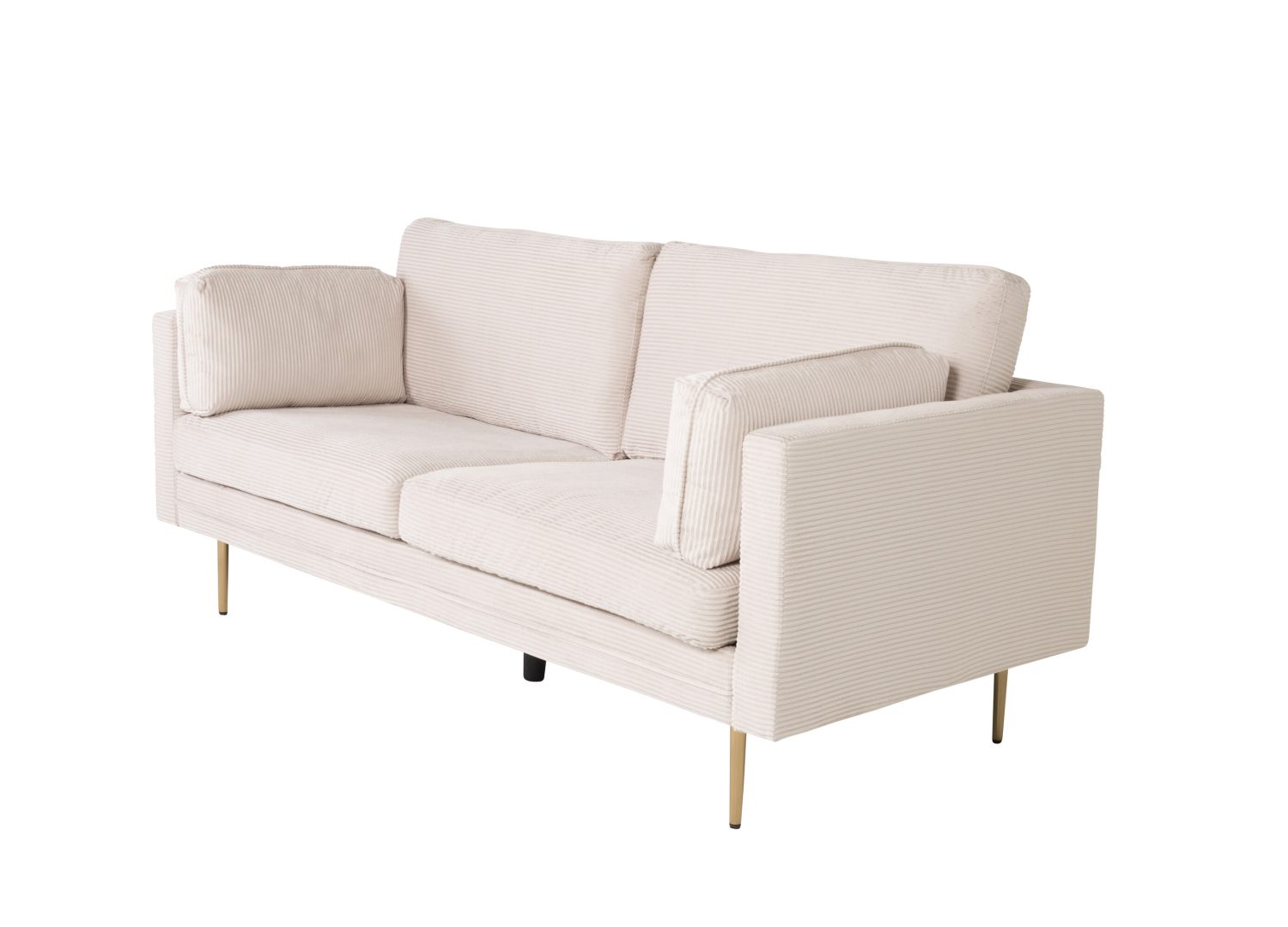 Canapé 3 places Boom velours côtelé beige 203 cm vu sous un autre angle
