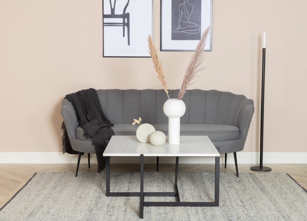 Canapé 3 places Calais tissu gris 180 cm mis en scène dans un salon