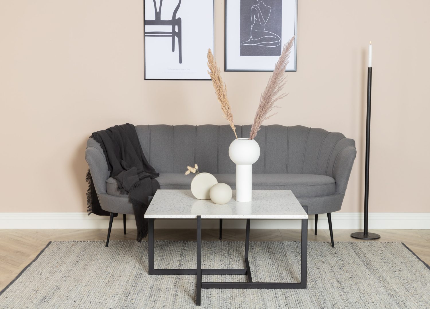 Canapé 3 places Calais tissu gris 180 cm mis en scène dans un salon