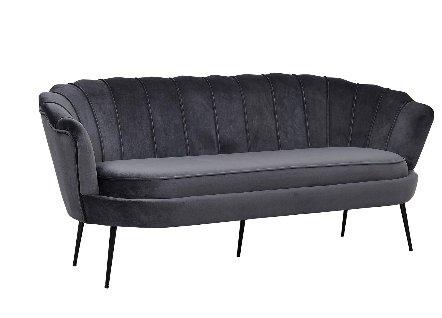 Canapé 3 places Calais velours gris foncé 180 cm vu sous un autre angle