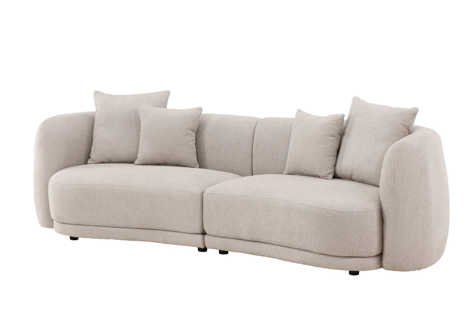 Canapé 3 places Cielo tissu bouclette beige 268 cm vu sous un autre angle