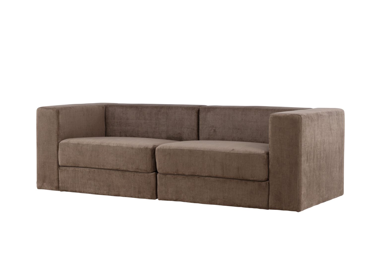 Canapé 3 places Lumi tissu effet lin marron 238 cm vu sous un autre angle