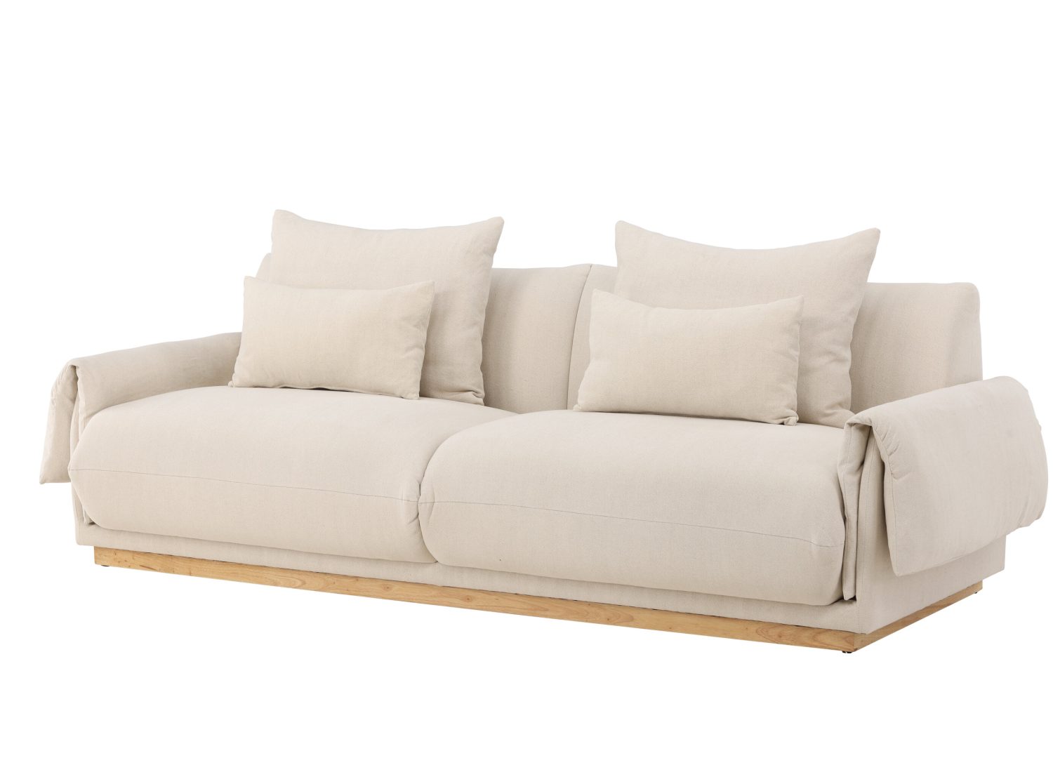 Canapé 3 places Mollösund tissu effet lin beige 237 cm vu sous un autre angle