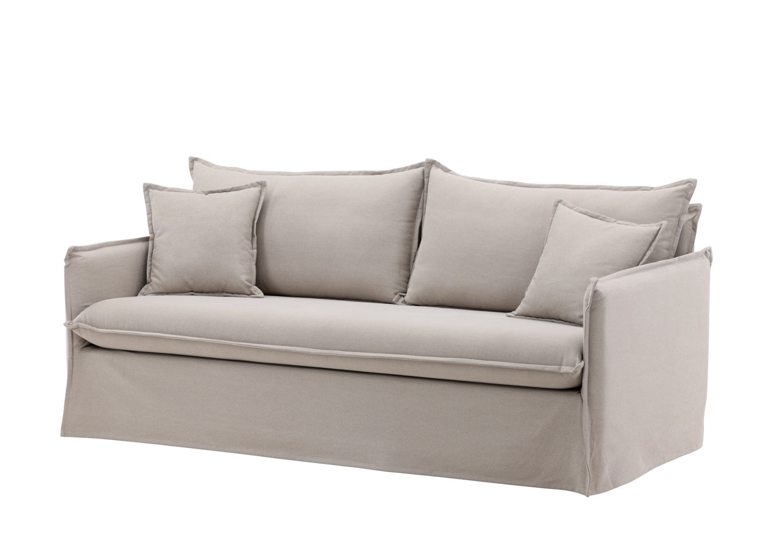 Canapé 3 places Nova tissu effet lin marron 200 cm vu sous un autre angle