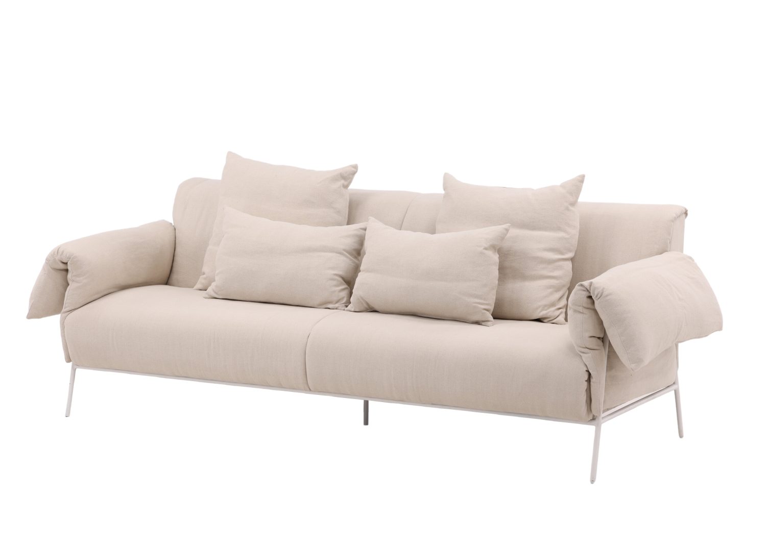Canapé 3 places Öckerö tissu effet lin beige 237 cm vu sous un autre angle