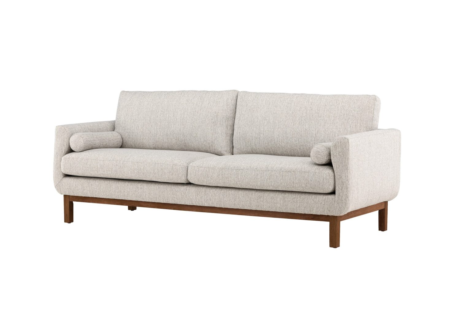 Canapé 3 places Olympos tissu beige 214 cm vu sous un autre angle