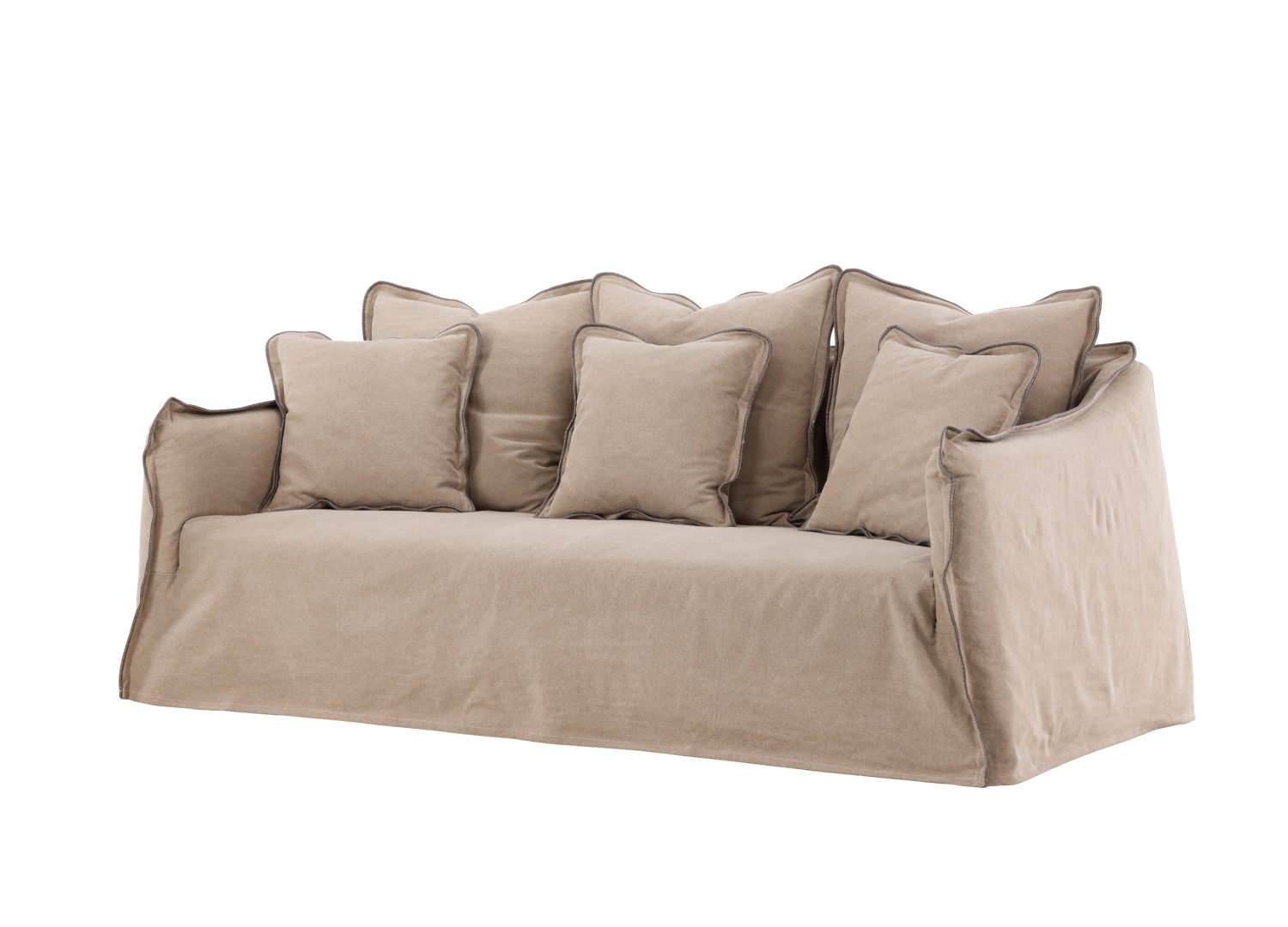 Canapé 3 places Oskarshamn coton marron 210 cm vu sous un autre angle