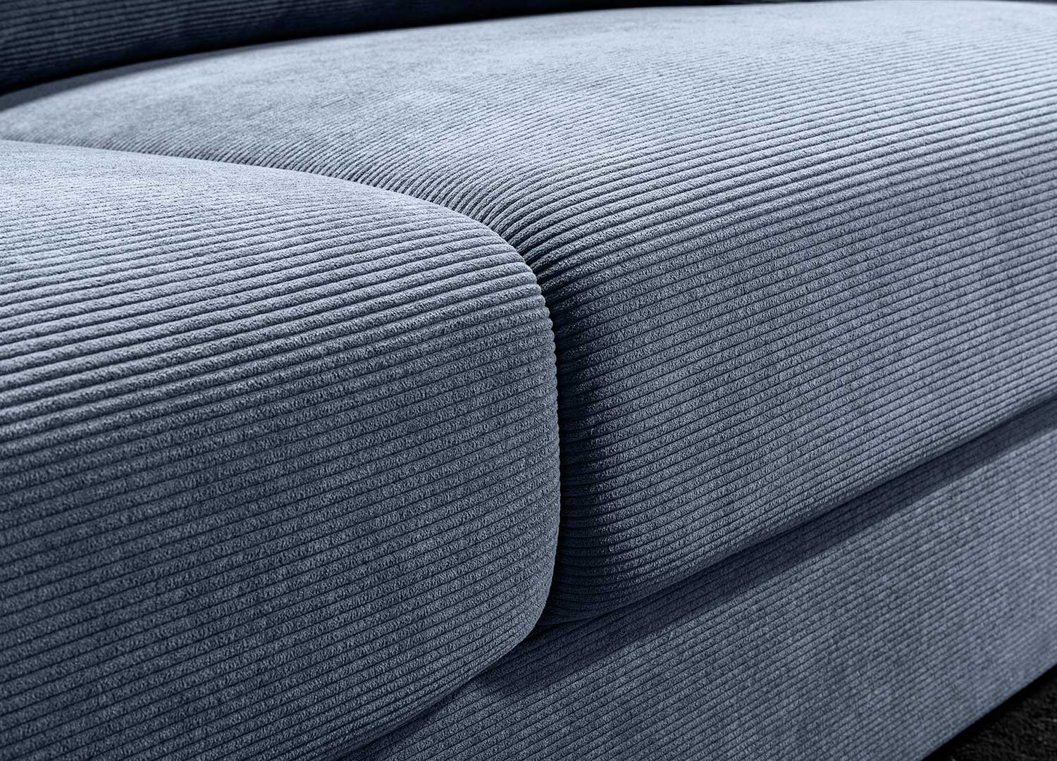 Canapé 3 places tissu bleu côtelé