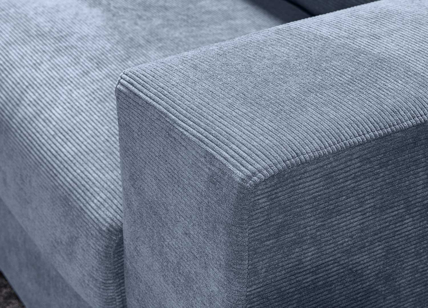 Canapé 3 places tissu bleu côtelé