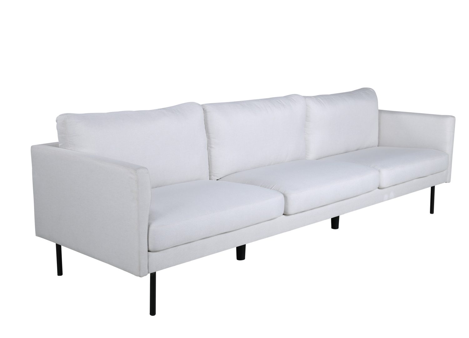 Canapé 3 places Zoom tissu beige clair 260 cm vu sous un autre angle