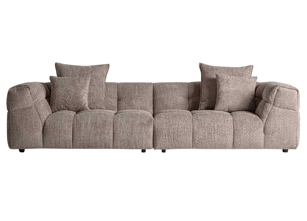 Canapé 4 places tissu bouclé marron 284 cm Libra