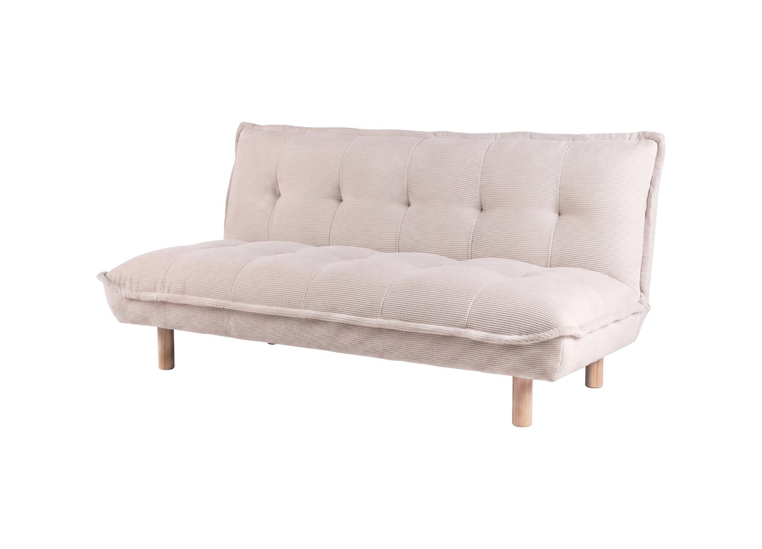 Canapé convertible 2 places Gertrud velours côtelé beige 182 cm vu sous un autre angle
