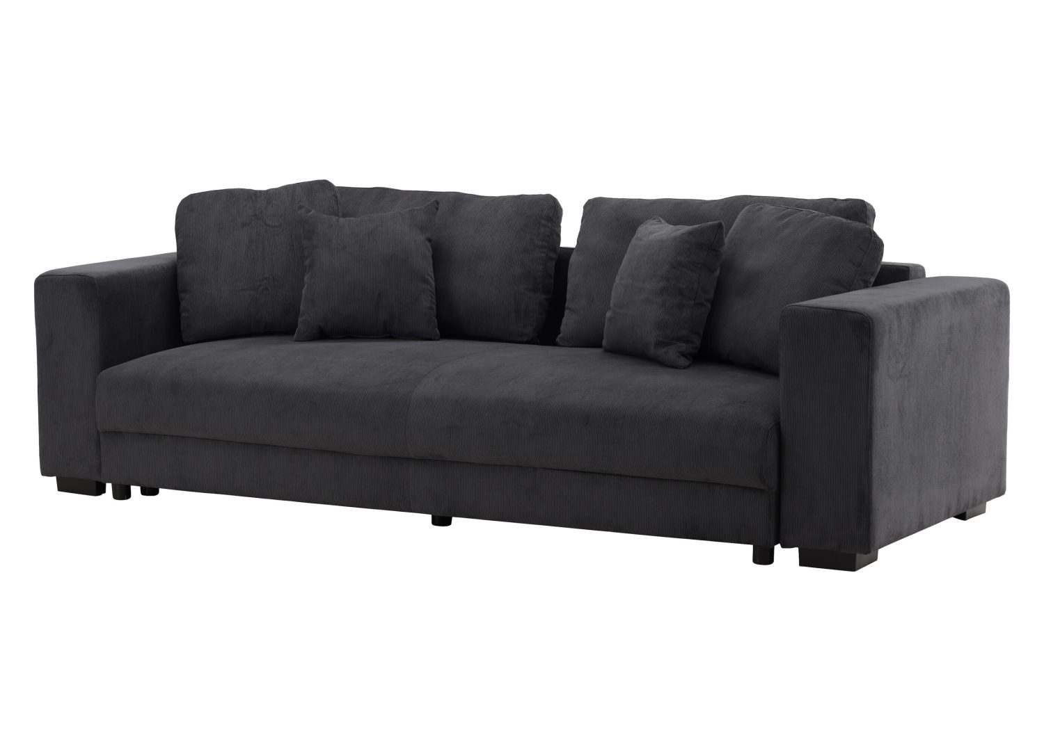 Canapé convertible 3 places Bellman tissu gris foncé 250 cm vu sous un autre angle