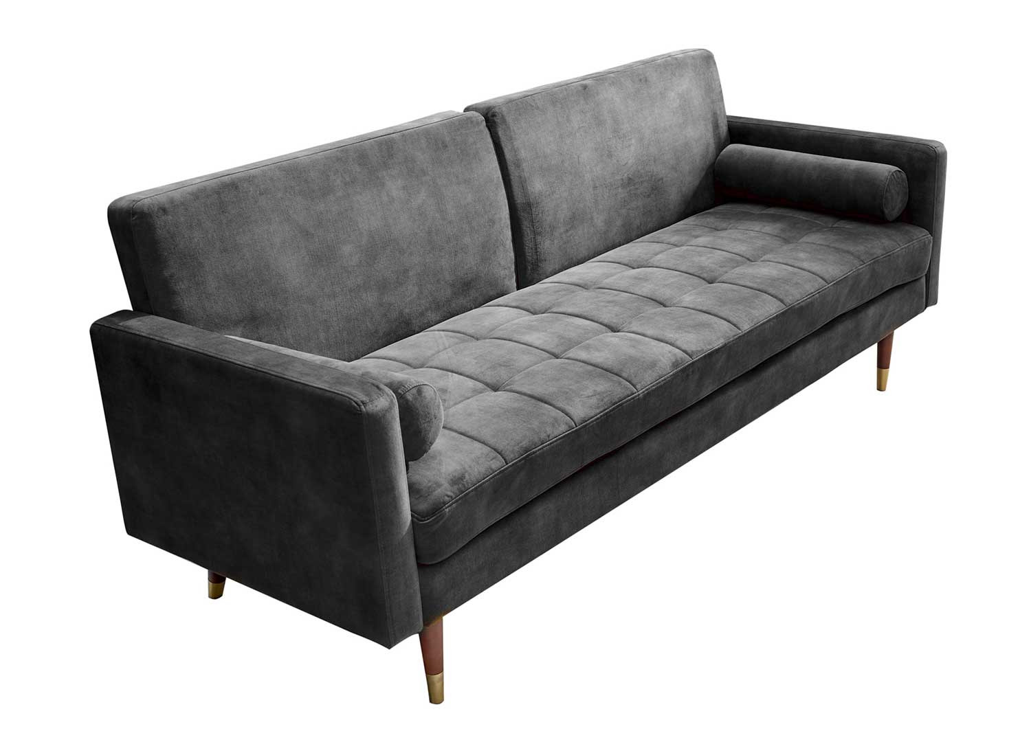 Canapé convertible 3 places velours gris