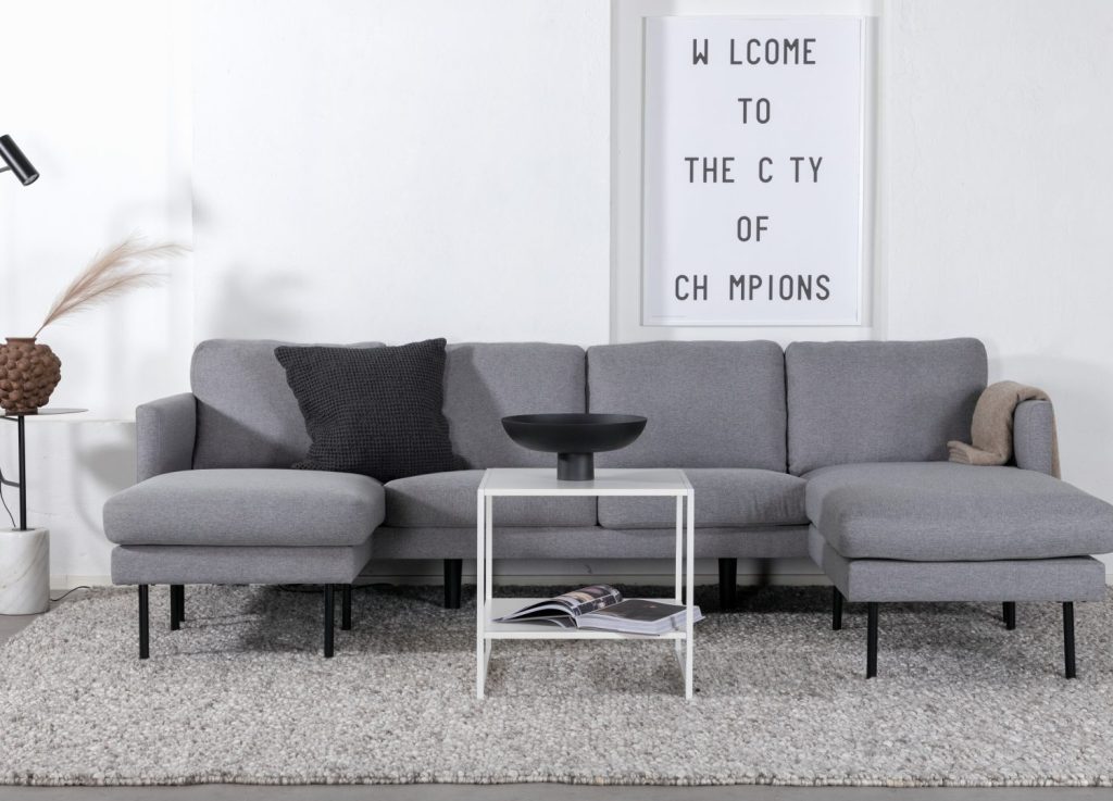 Canapé convertible Zoom tissu gris 260 cm mis en scène dans un salon