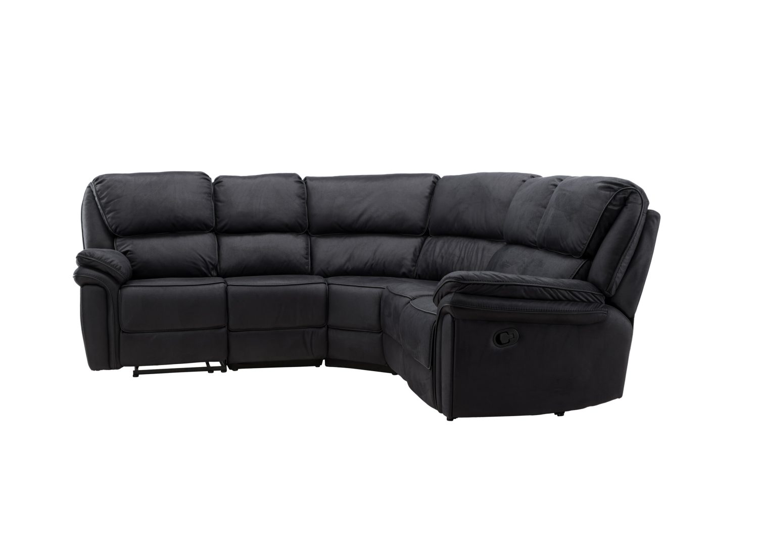 Canapé d'angle relax Saranda microfibre noir cm vu sous un autre angle