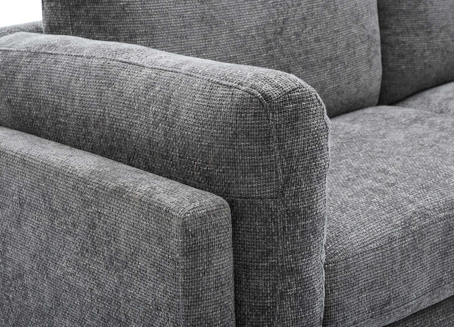 Canapé d'angle tissu texturé chenille gris Elion