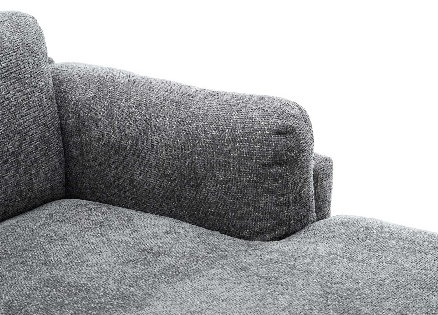 Canapé d'angle tissu texturé chenille gris Elion