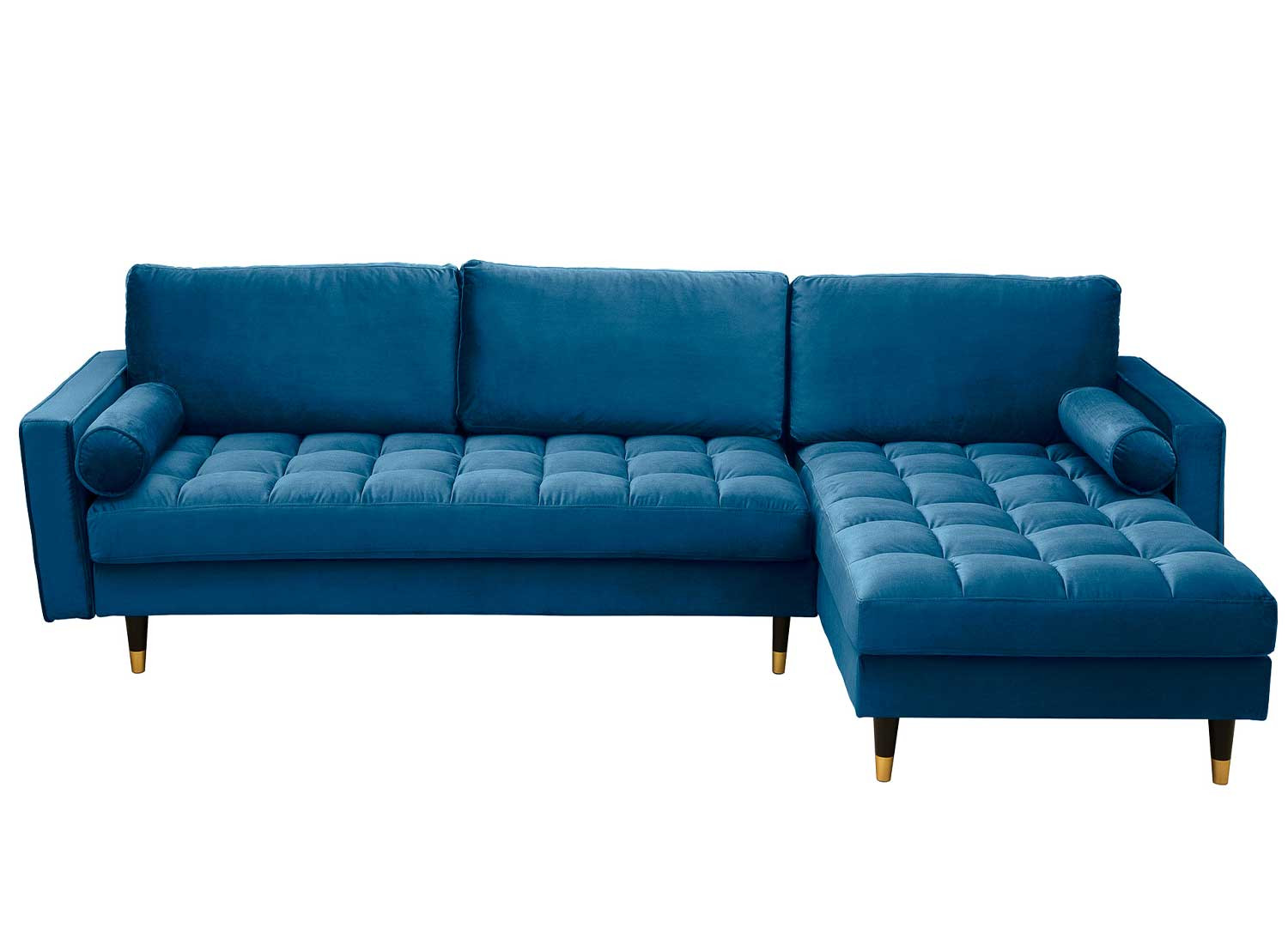 Canapé d'angle velours bleu canard 260 cm Anatole