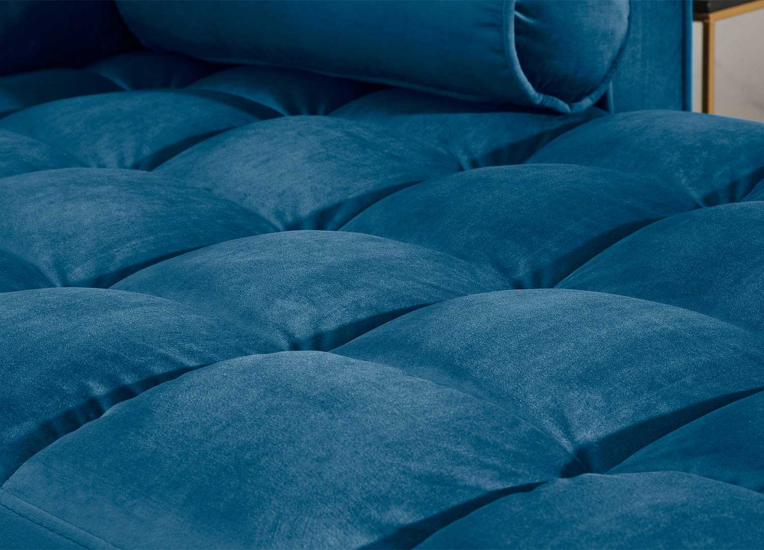 Canapé d'angle velours bleu canard 260 cm Anatole