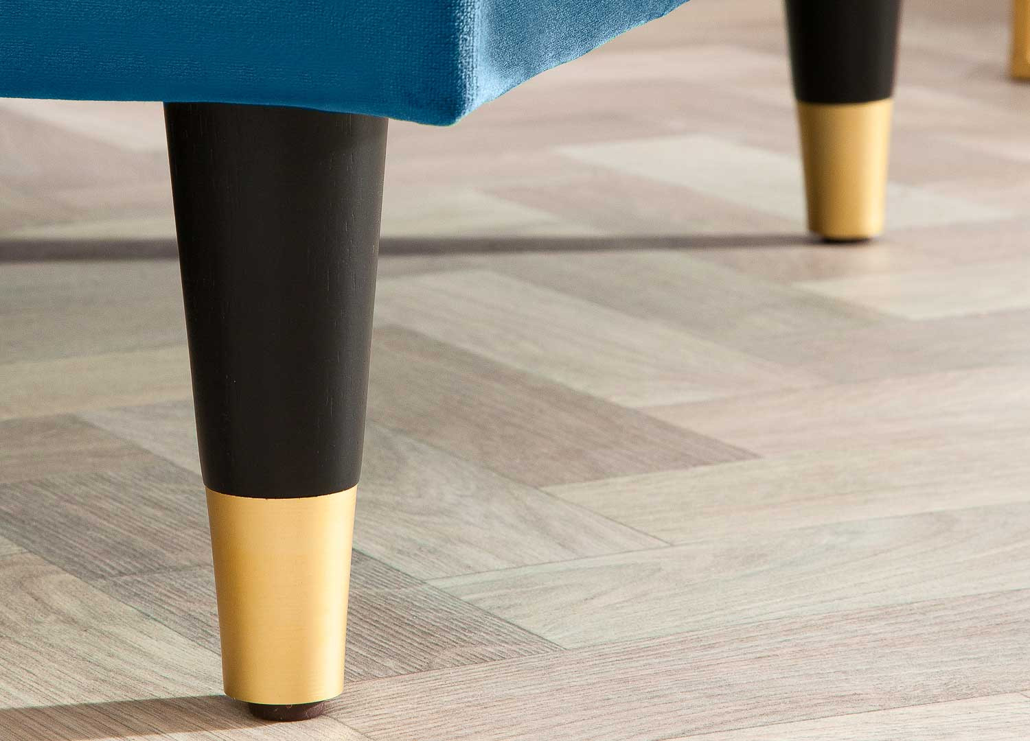 Canapé d'angle velours bleu canard 260 cm Anatole