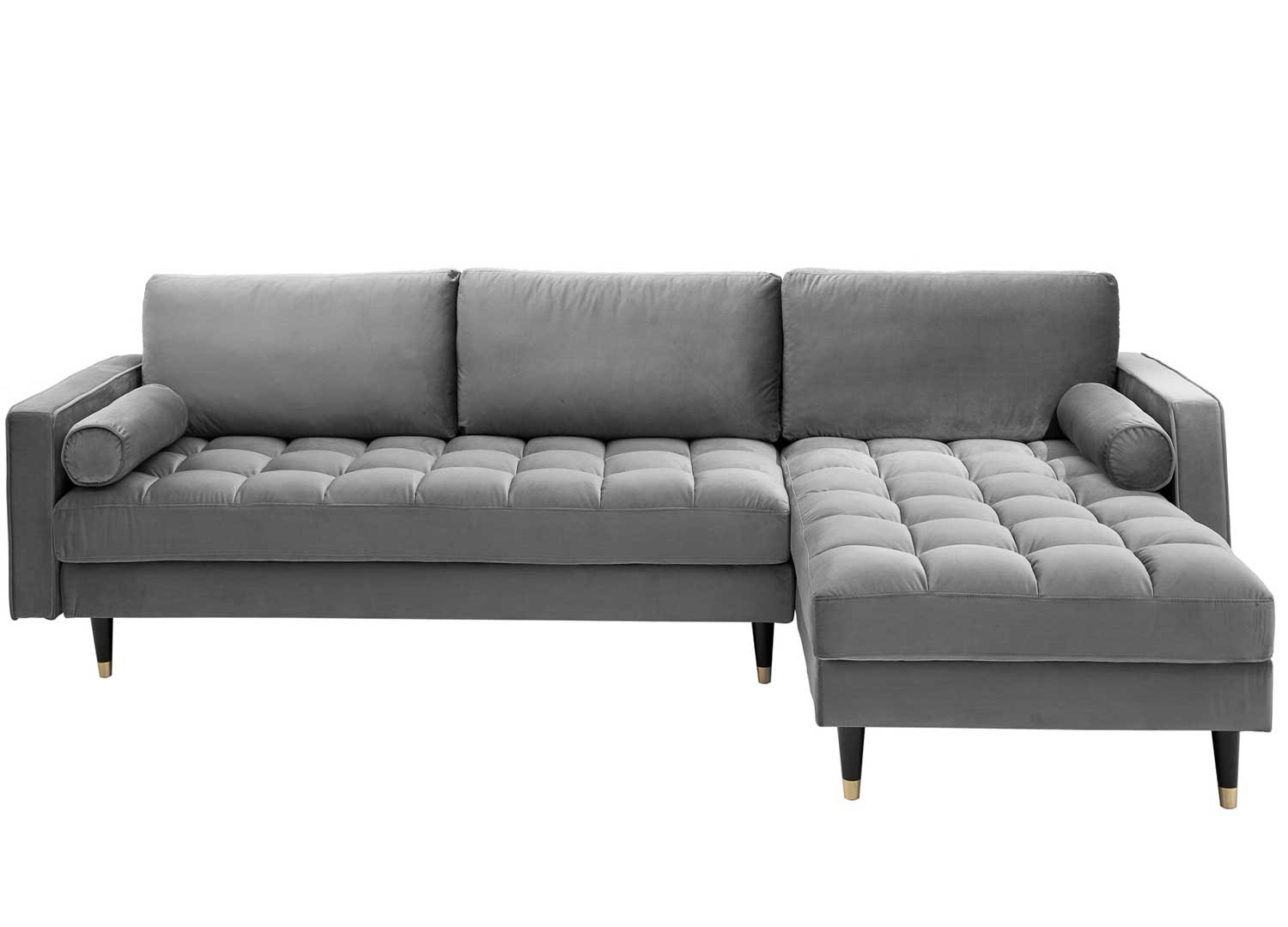 Canapé d'angle velours gris 260 cm Anatole