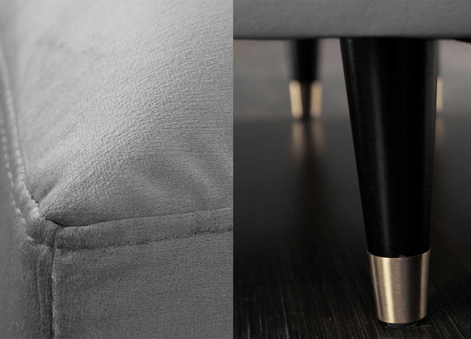 Canapé d'angle velours gris 260 cm Anatole