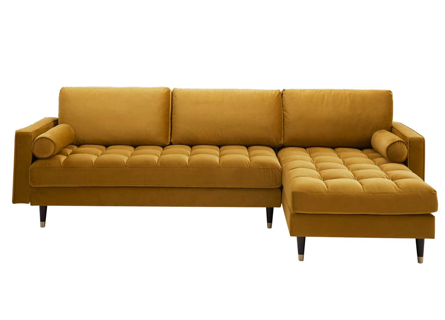 Canapé d'angle velours jaune 260 cm Anatole