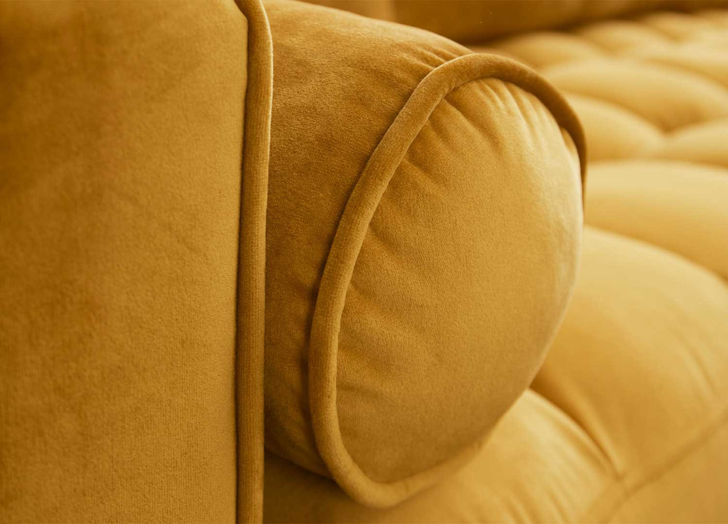 Canapé d'angle velours jaune 260 cm Anatole