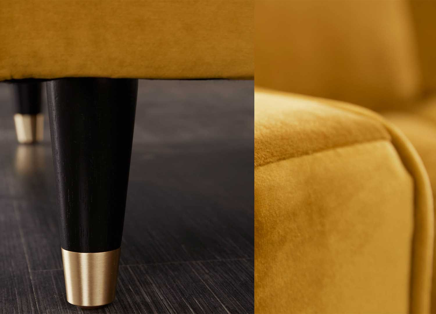 Canapé d'angle velours jaune 260 cm Anatole