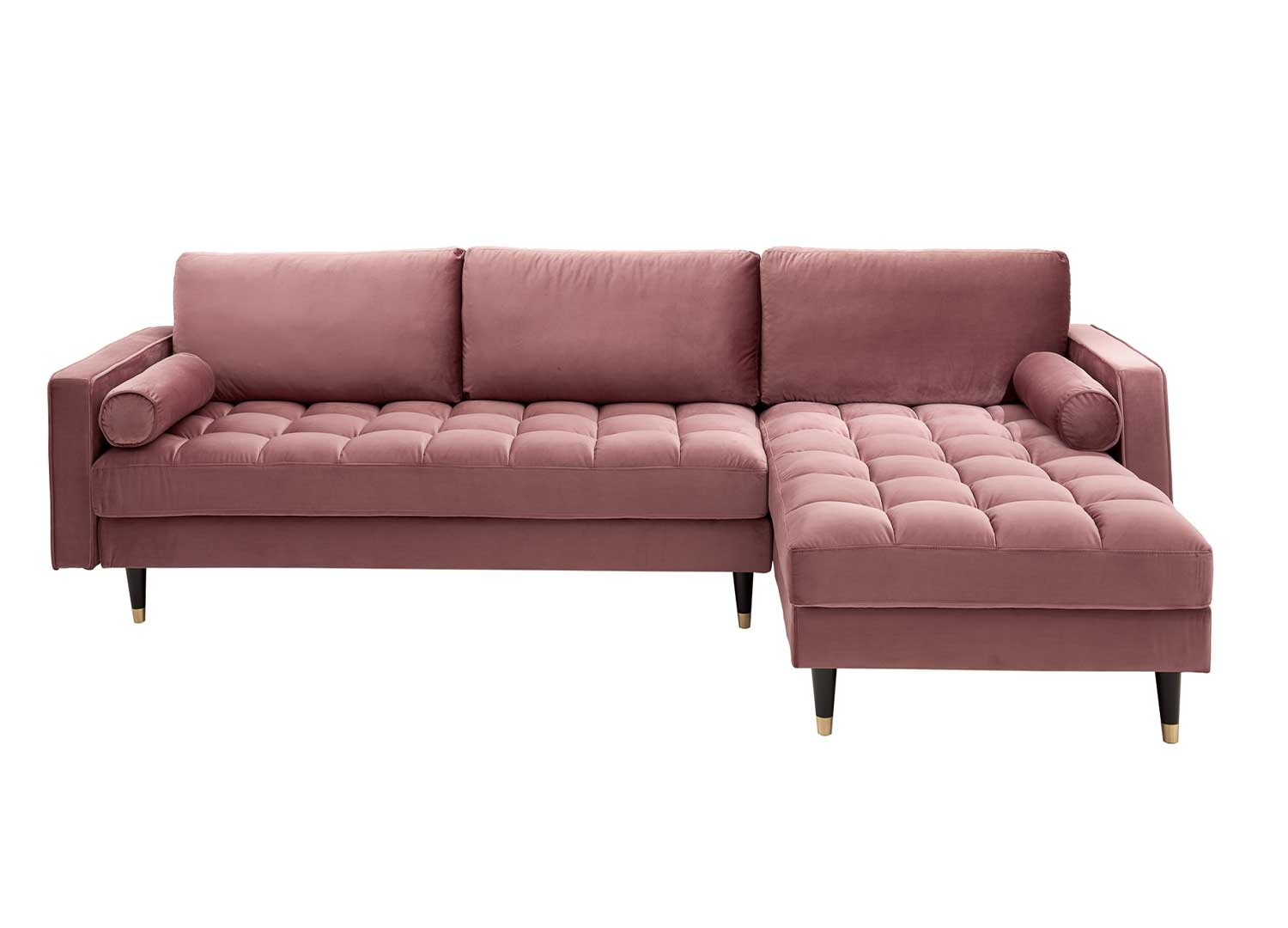 Canapé d'angle velours rose 260 cm Anatole