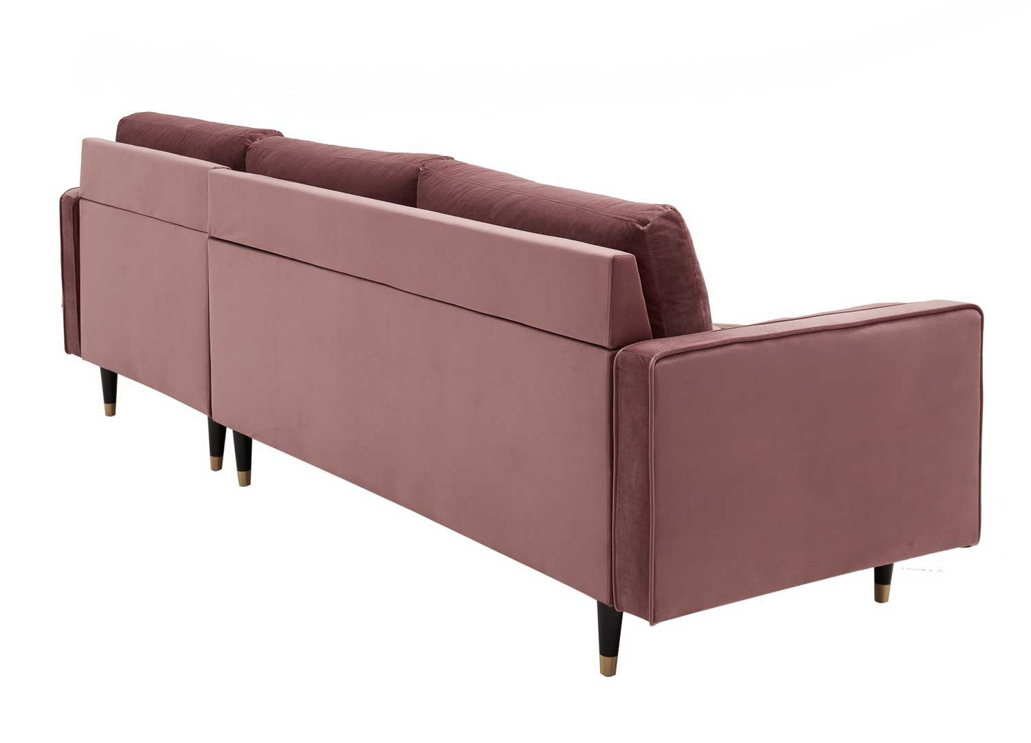 Canapé d'angle velours rose 260 cm Anatole