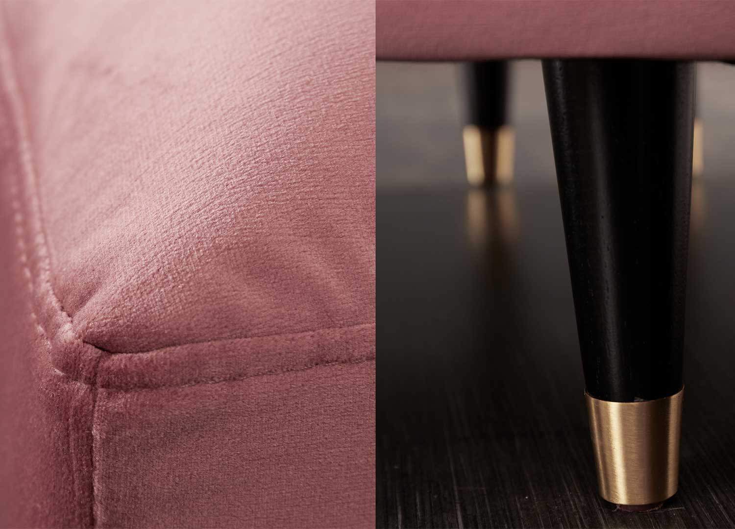 Canapé d'angle velours rose 260 cm Anatole
