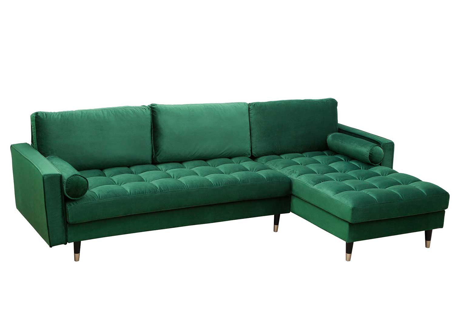 Canapé d'angle velours vert 260 cm Anatole