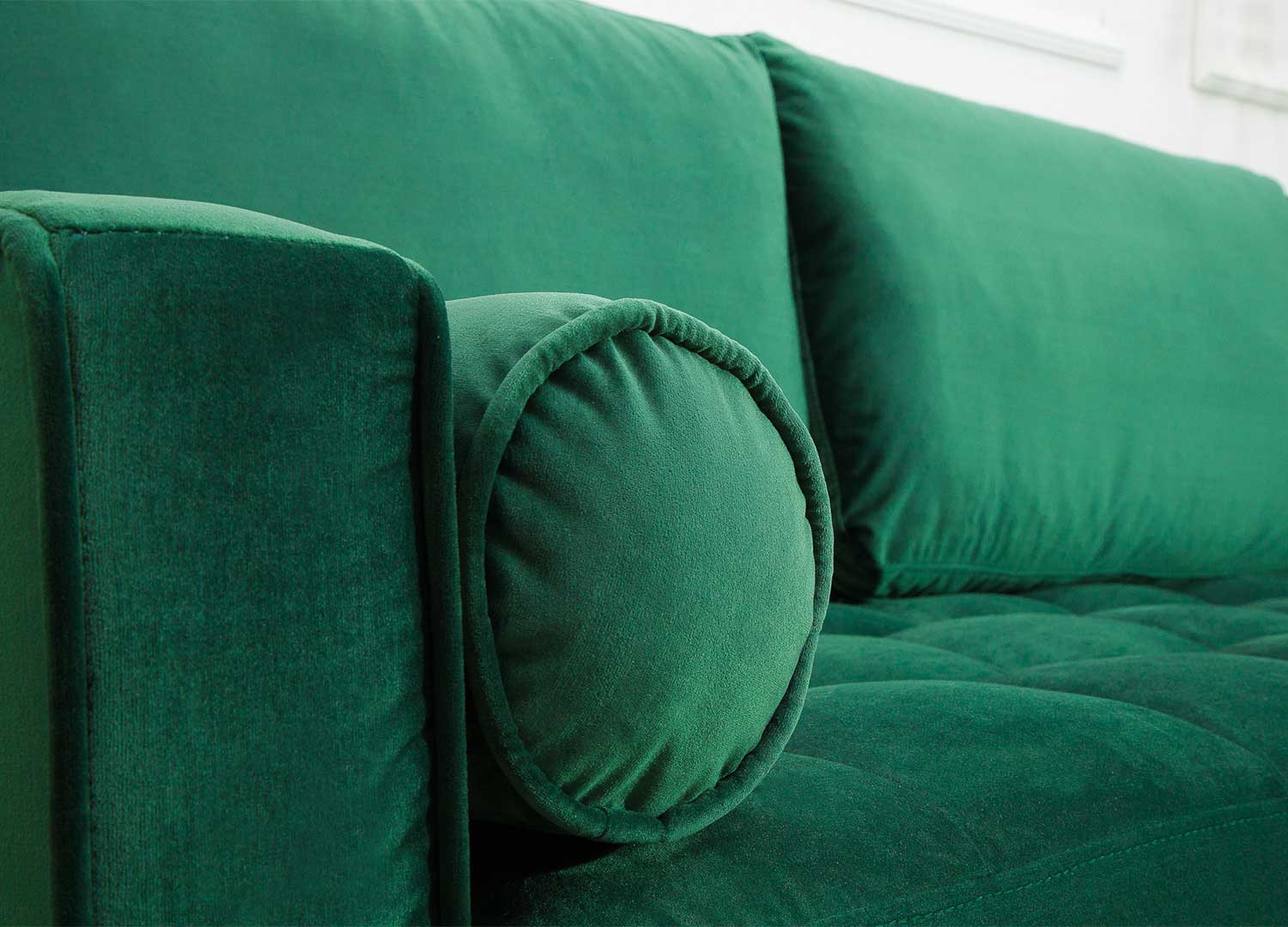 Canapé d'angle velours vert 260 cm Anatole