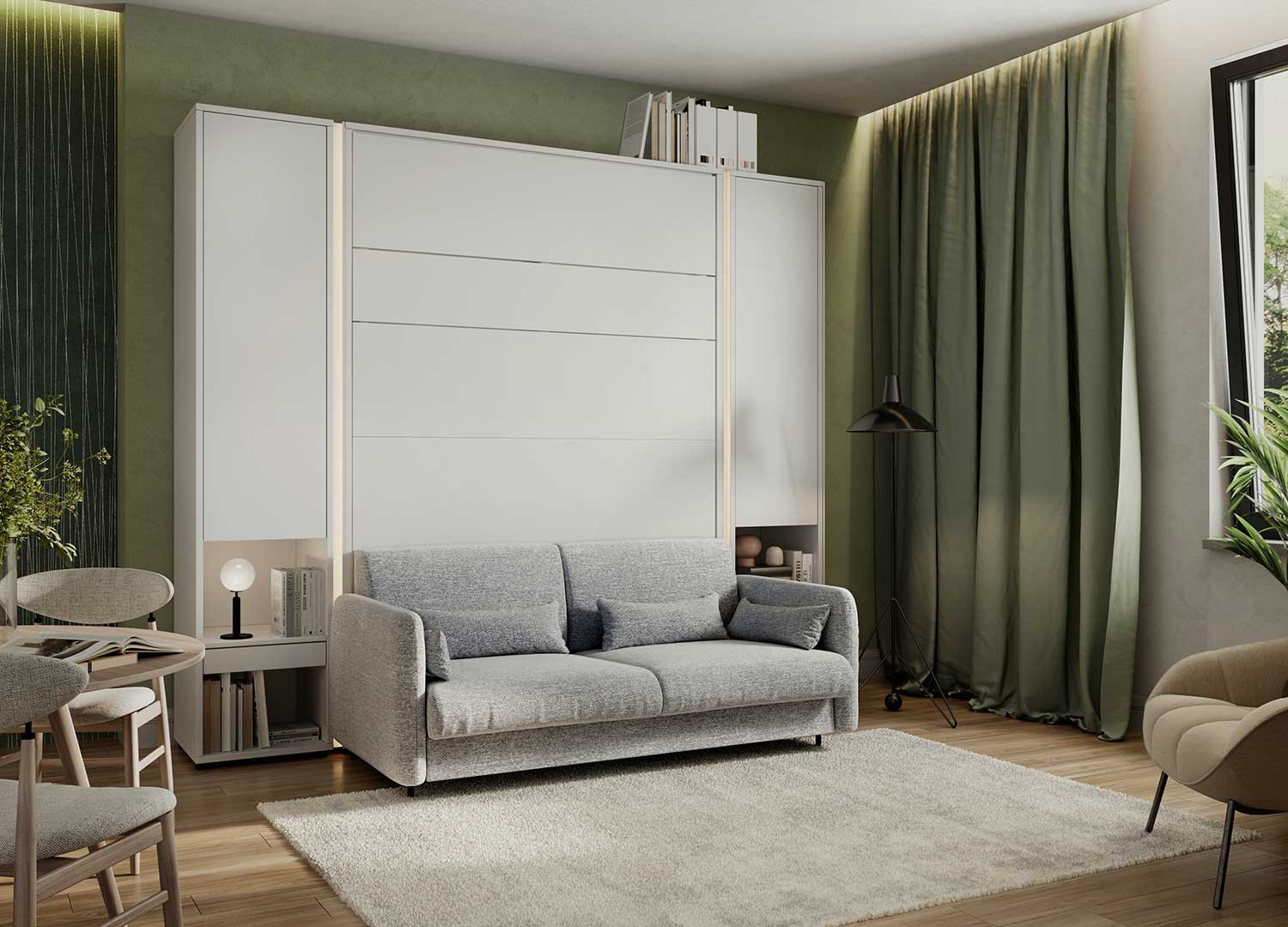 Canapé gris pour lit escamotable vertical 140x200 cm Bed Concept