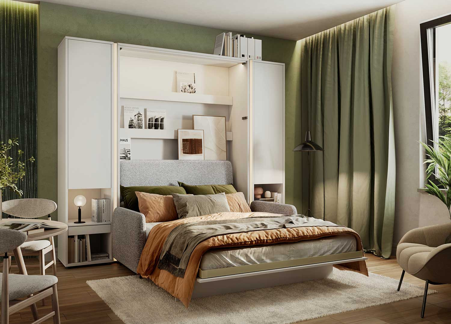 Canapé gris pour lit escamotable vertical 140x200 cm Bed Concept