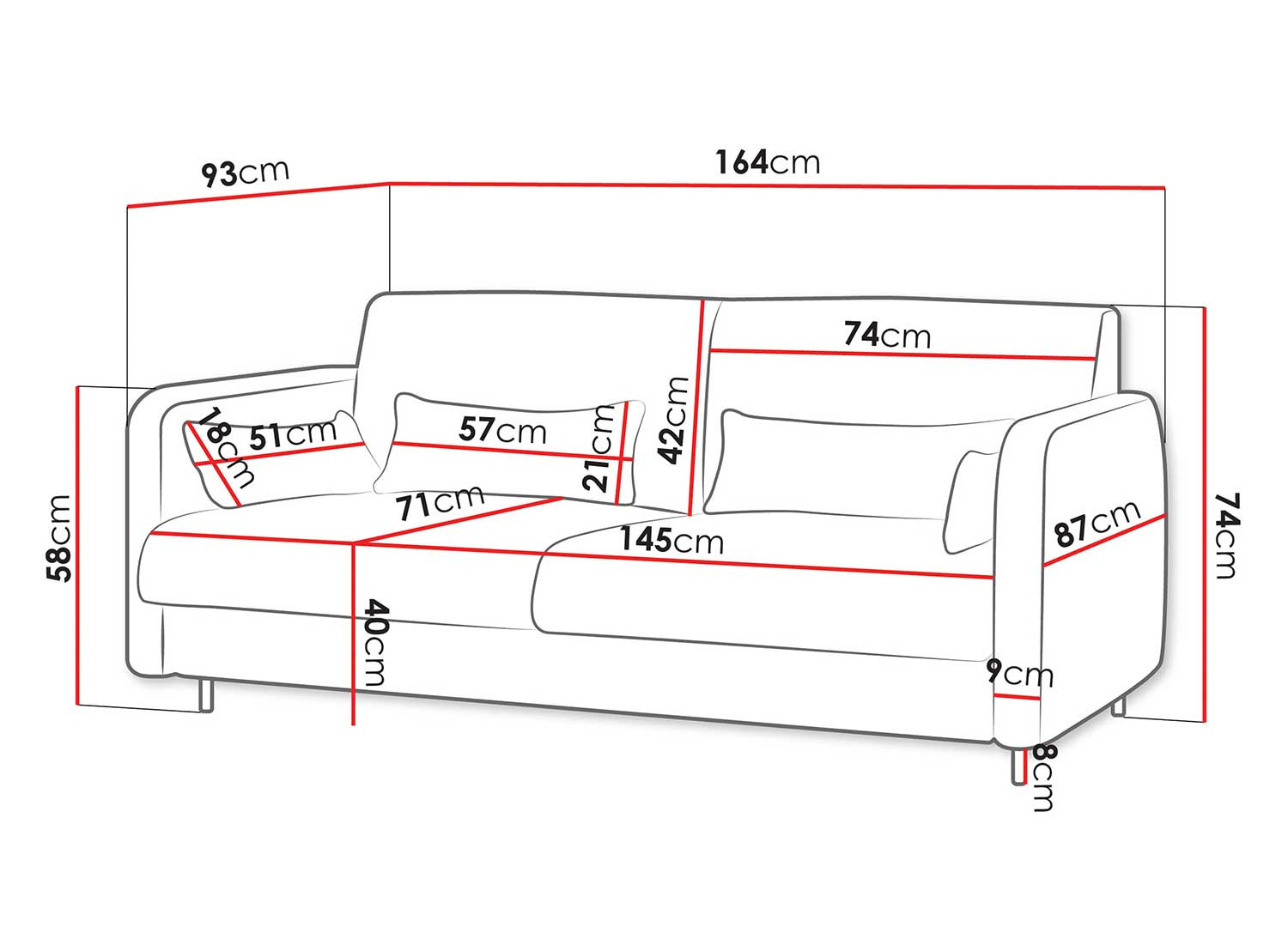 Canapé gris pour lit escamotable vertical 140x200 cm Bed Concept