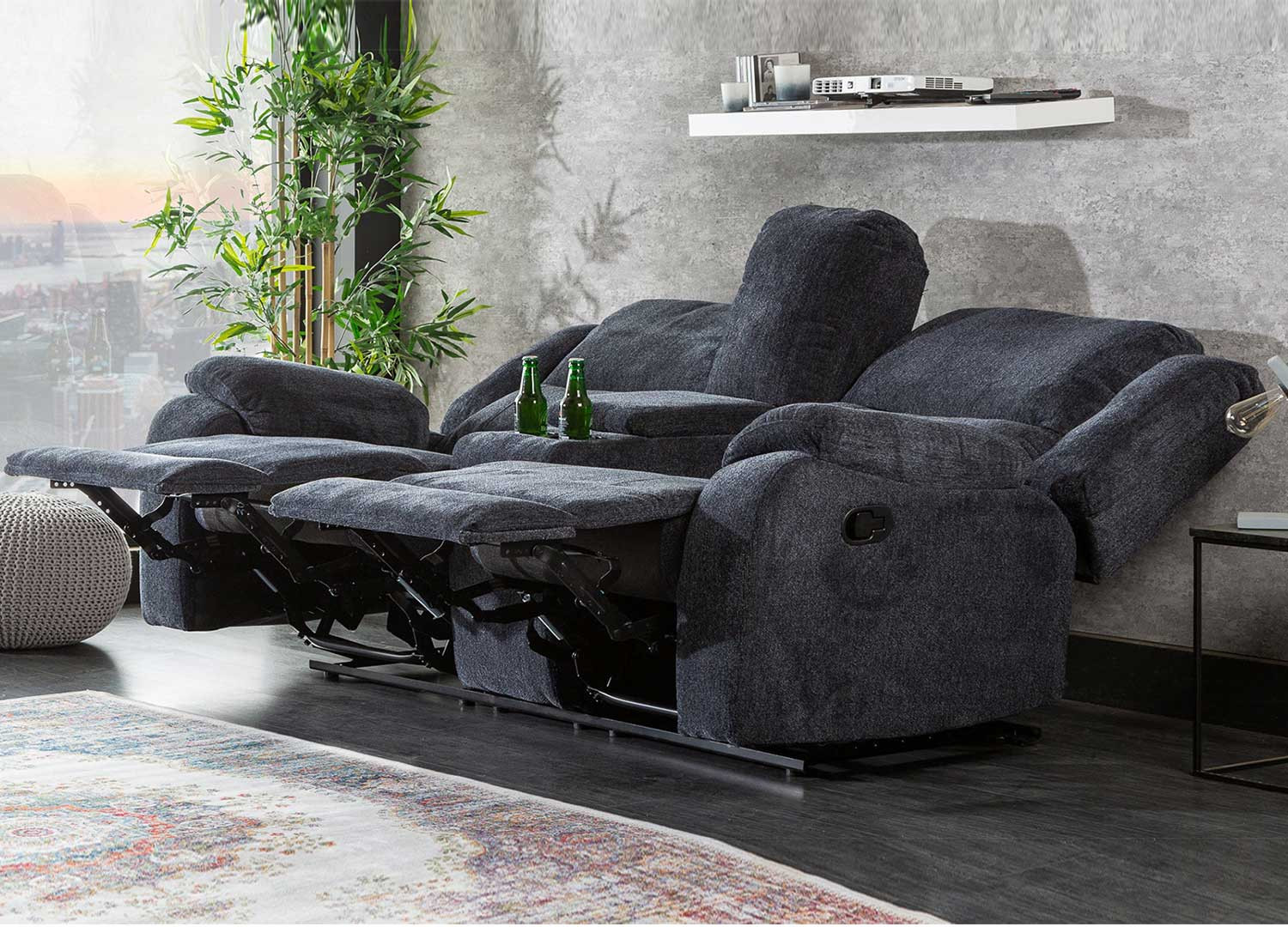 Canapé home cinéma 2 places tissu gris foncé Muse